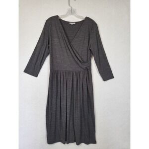 Charter Club Womens Midi Wrap Dress Long Sleeve Heather Gray Size Large